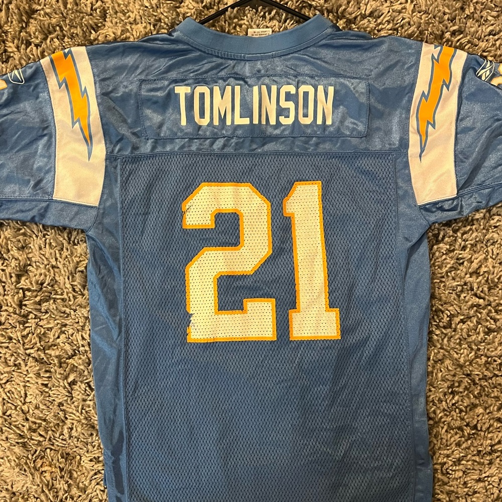 Chargers Powder Blue Tomlinson Reebok Jersey Kid's Size L 14-16 On Field